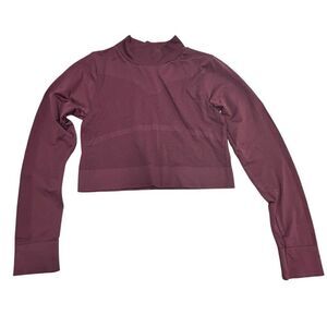 Zella Women's Purple Mock Neck Long Sleeve Crop Workout Top Size M
